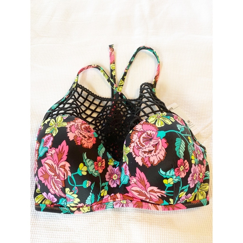 Shade & Shore biquíni top Halter size 34 C Floral